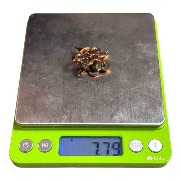 Vintage Renoir Copper Fleur-De-Lis Clip-On Earrings MCM Retro Mid Century - Picture 6 of 6